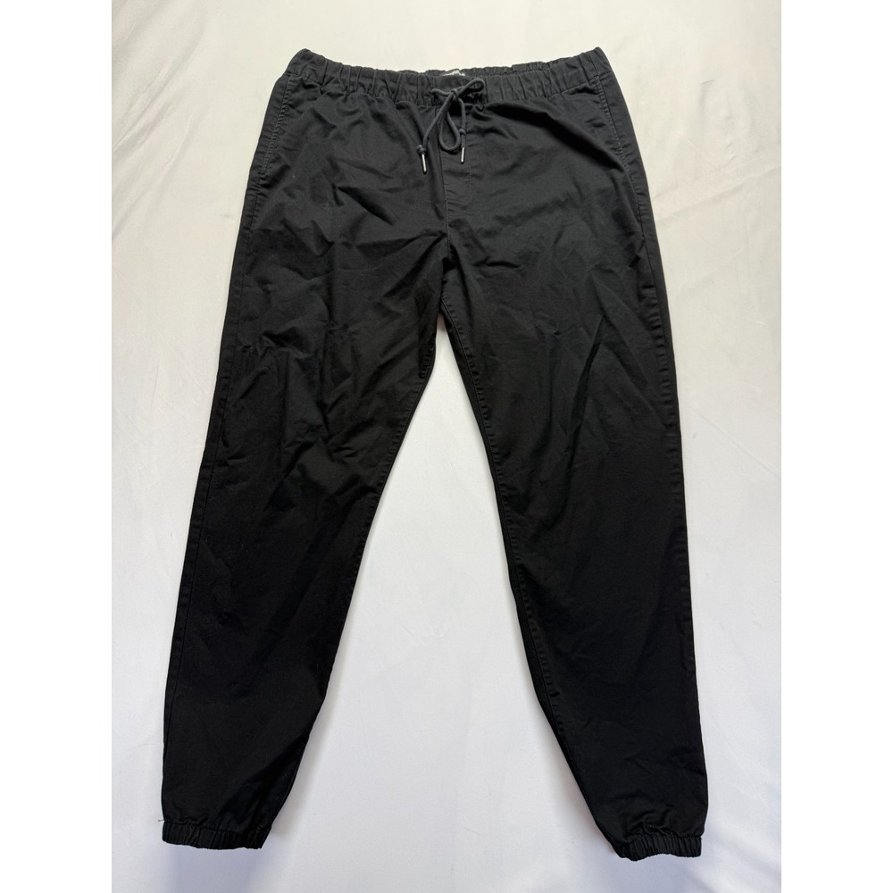 Express Jogger Pants Mens Large‎ Black Cotton Stretch Tapered Leg Drawstring